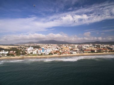 Florianopolis, Brezilya Ingleses plaj havadan görünümü. Temmuz, 2017.