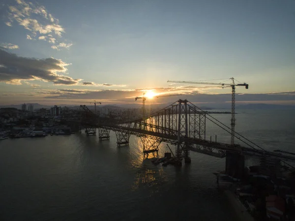 Vista aérea Puente de Florianópolis, Brasil. julio, 2017 . — Foto de Stock