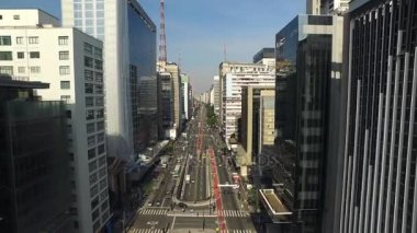 Sao Paulo, Brezilya, Ağustos, 2017. Paulista Avenue, Sao Paulo şehrinde havadan görünümü. 