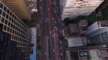 Sao Paulo, Brezilya, Ağustos, 2017. Paulista Avenue, Sao Paulo şehrinde havadan görünümü. 