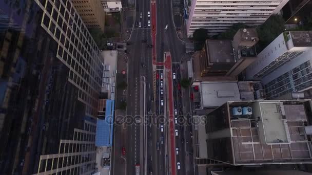 Sao Paulo, Brasilien, augusti 2017. Flygfoto på Paulista Avenue i Sao Paulo city. — Stockvideo