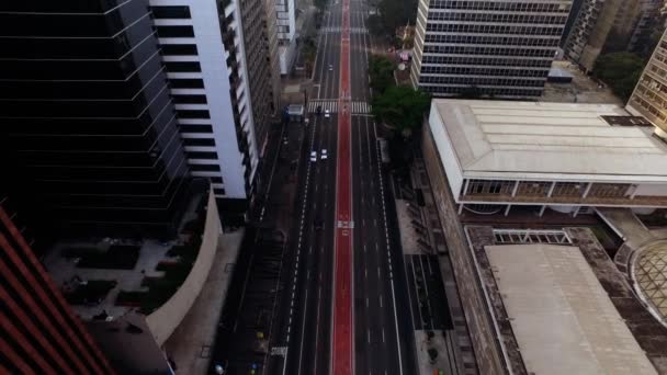 Sao Paulo, Brazília, augusztus, 2017. A légi felvétel a Paulista sugárúttól, a Sao Paulo városában. — Stock videók