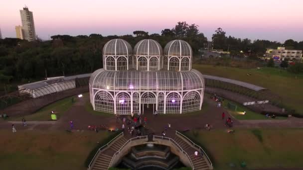 Vista aérea Jardim Botânico de Curitiba, Paraná. Julho, 2017 . — Vídeo de Stock