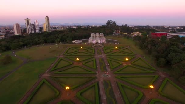 Vista aérea Jardín Botánico de Curitiba, Paraná. julio, 2017 . — Vídeo de stock