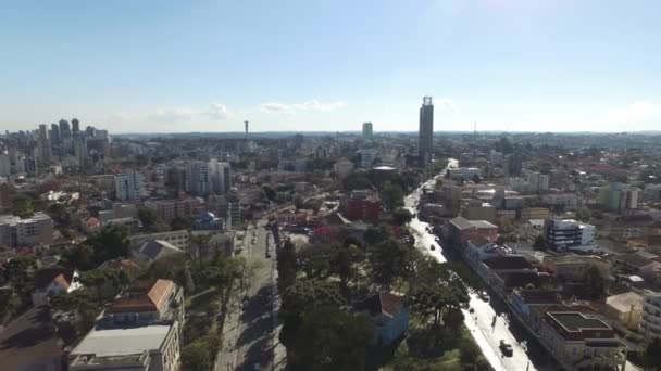 Vista aérea da paisagem urbana de Curitiba, Paraná, Brasil. Centro Civico. Julho de 2017 . — Vídeo de Stock