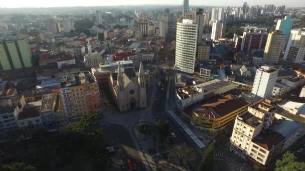 Aerial view Largo da Ordem in Curitiba Center. Curitiba/Parana. July, 2017. — Stockvideo