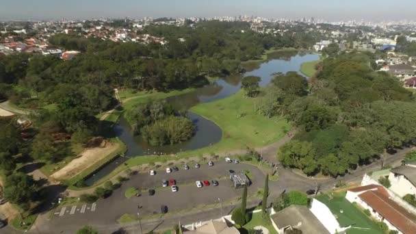 Letecký pohled na Sao Lourenco Park - městský park Curitiba — Stock video