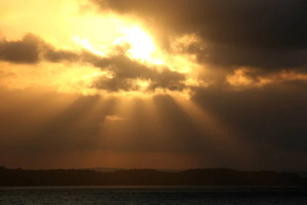 Havet solnedgång i Morro de Sao paulo city, Salvador. Brasilien — Stockfoto