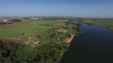 Sertozinho city, Sao Paulo, Brezilya ekolojik Park havadan görünümü
