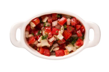 Vinagrete beyaz bir arka plan üzerinde.