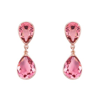 Beyaz arka plan üzerinde izole değerli taş altın küpe