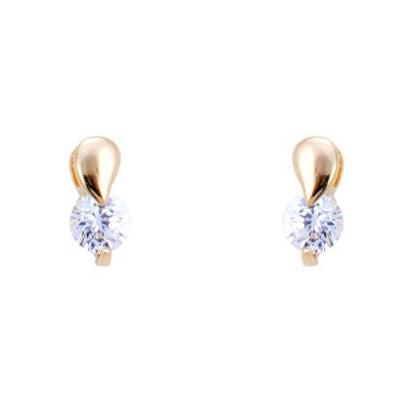 Beyaz arka plan üzerinde izole değerli taş altın küpe