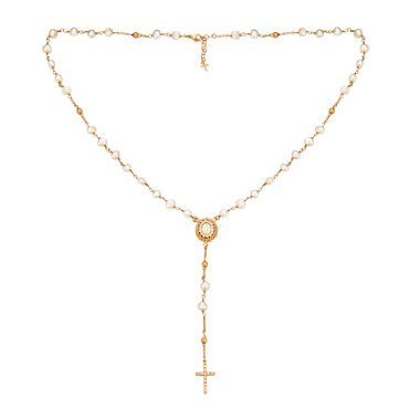 Beyaz zemin üzerinde altın zincir