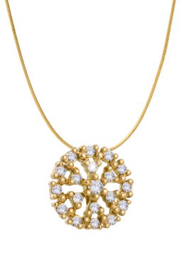 Beyaz zemin üzerinde altın zincir