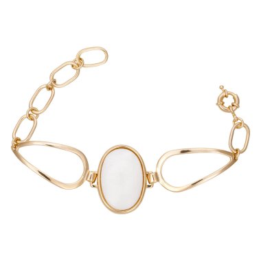 Beyaz arka plan üzerinde izole değerli taş altın bilezik