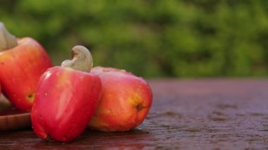 Eski ahşap tatlı taze kaju meyve rotasyon 