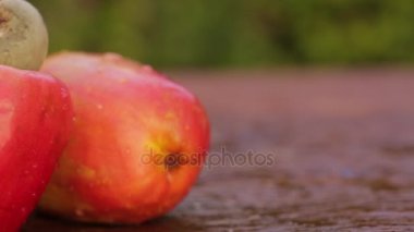 Eski ahşap tatlı taze kaju meyve rotasyon 