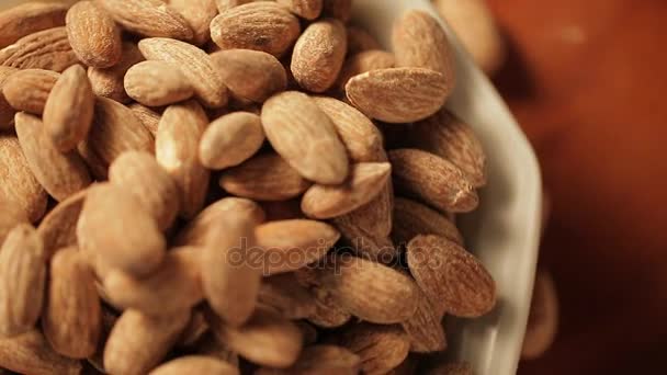 Almonds Rotating Close Nutritious Food — Stock Video