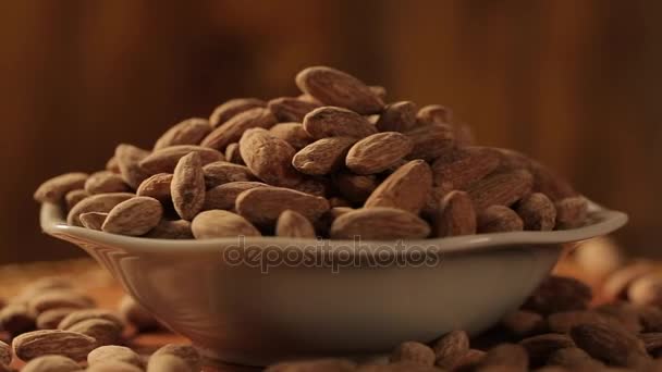 Almonds rotating close up. — Stock Video