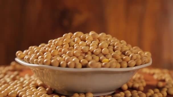 Soy bean close up rotation. Selective focus. — Stock Video