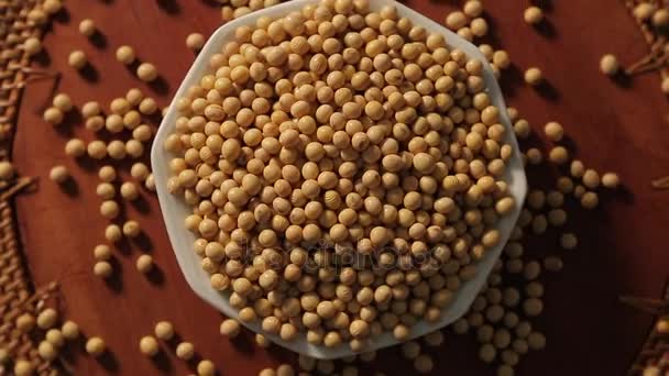 Soy bean close up rotation. Selective focus. — Stock Video