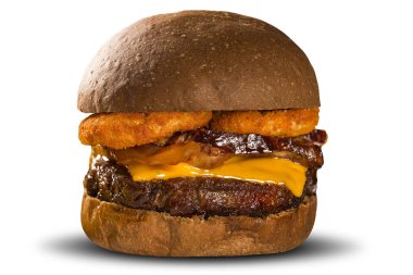 Lezzetli ve iştah açıcı hamburger çizburger domuz pastırmalı