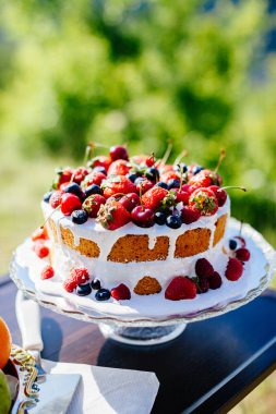 süslü meyve pasta Üstten Görünüm