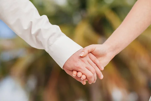 Мила пара тримає руки разом — стокове фото