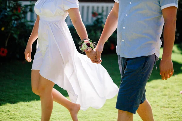 Lovely couple holding hands together — Stock Photo, Image