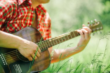 adam oyun gitar üzerinde piknik