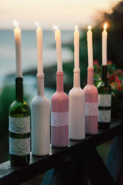 Raccolta di candele accese — Foto Stock
