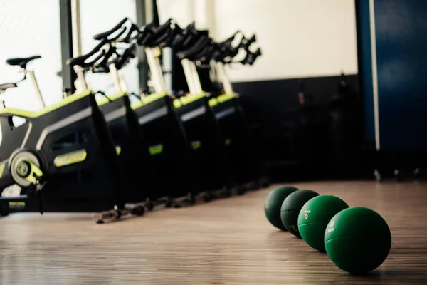 Medicine ball fitness and cycling background — Stock Photo, Image