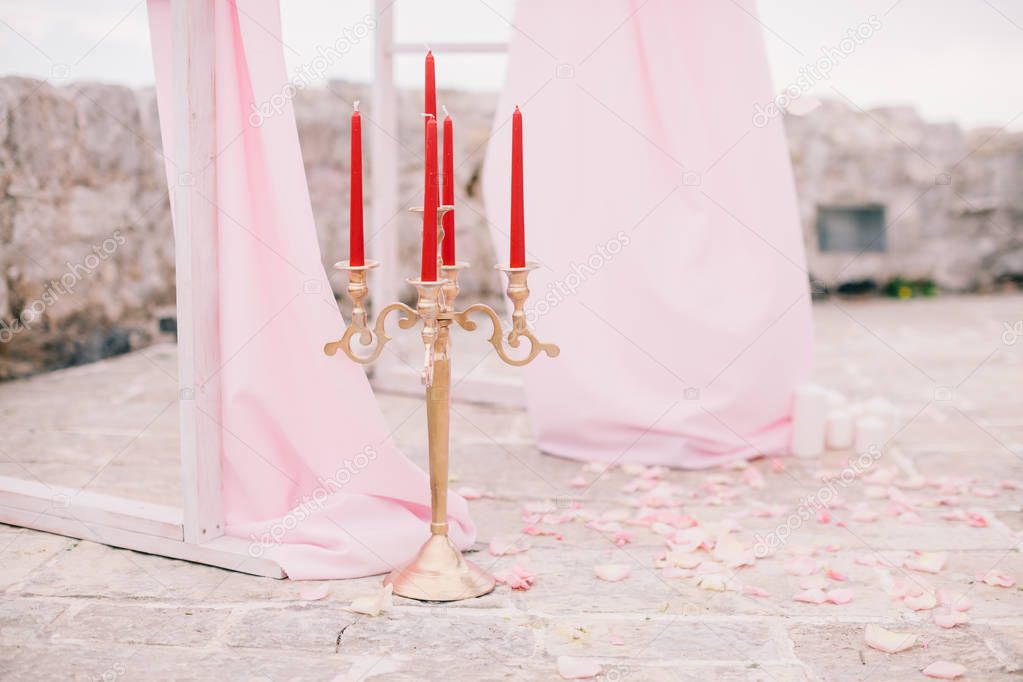 wedding arch decor with candles