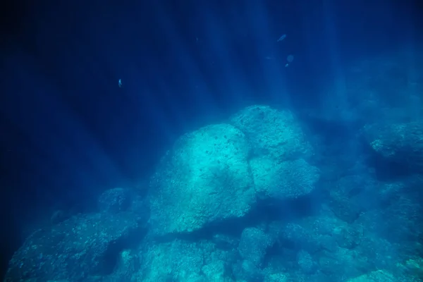 Fondo marino submarino con luz solar — Foto de Stock