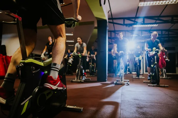 Cycling class indoors — Stock Photo, Image