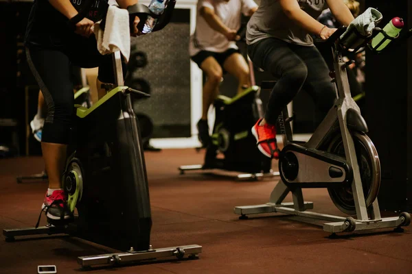 Weightloss cycling indoors — Stock Photo, Image