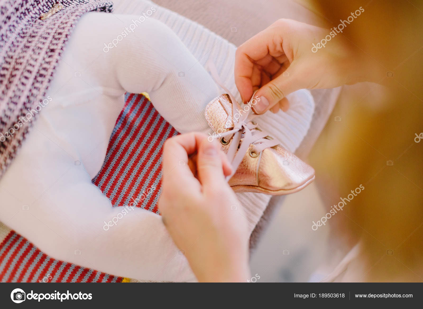 Mother Wearing Booties Baby Close Stock Photo by ©shevtsovy 189503618