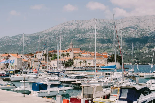 Pulau Korcula Kroasia Pelabuhan Dengan Perahu Pulau Korcula — Stok Foto