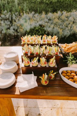 İtalyan usulü vejetaryen aperatifler yaz sofrası. Toskana usulü vejetaryen.