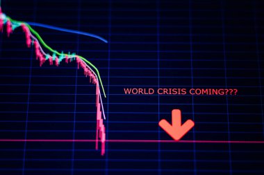 world crisis stocks crash downtrend panic. Stocks market graph downtrend falling prices. clipart