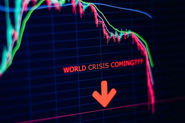 Economie Crisis Paniek Aandelenmarkt Crash Grafiek Beurskoers Daalt Wereldcrisis Paniek — Stockfoto