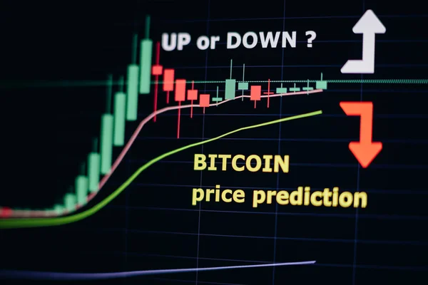 Bitcoin Prijsprognose Trend Grafiek Btc Uptrend Downtrend Beweging Prijsvoorspelling Grafiek — Stockfoto