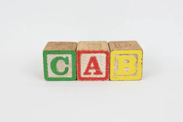 La cabine Word dans les blocs en bois pour enfants — Photo