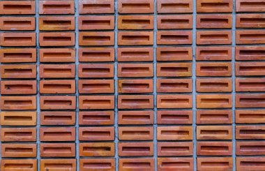 Kırmızı veya turuncu kare tuğla duvar, blok tuğla duvar doku backgr