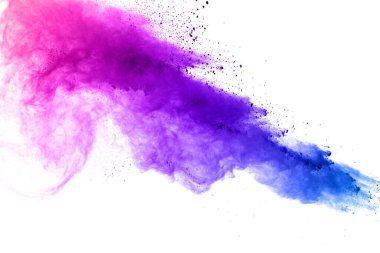 Explosion of colored powder on white background. clipart
