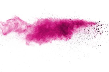 Beyaz arka planda pembe toz patlaması. Cadılar Bayramı geçmişi.