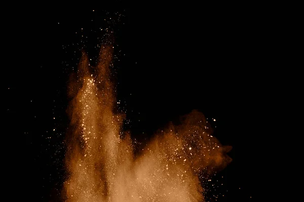 Explosion Brown Powder Black Background — Stock Photo, Image