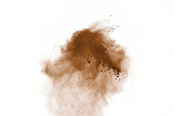 Káva Exploze Izolované Bílém Pozadí Exploze Hnědého Prášku Izolované Bílém — Stock fotografie