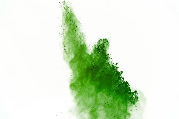 Esplosione Polvere Verde Isolato Sfondo Bianco — Foto Stock