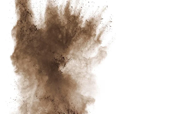 Kaffeexplosion Isolerad Vit Bakgrund Explosion Brunt Pulver Isolerad Vit Bakgrund — Stockfoto